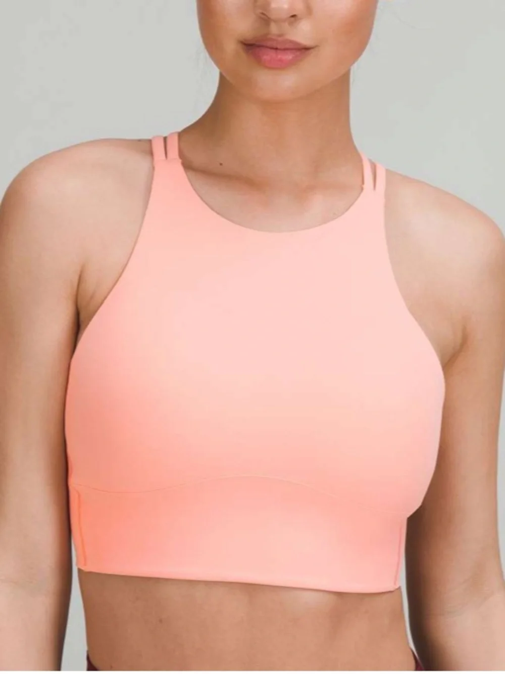 Lululemon Like a Cloud High-Neck Longline Bra in Dew Pink Size 6 B/C Cup
